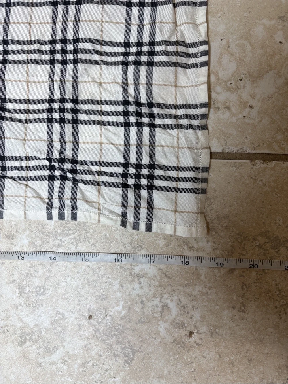 Burberry Black and White Plaid Silk Scarf